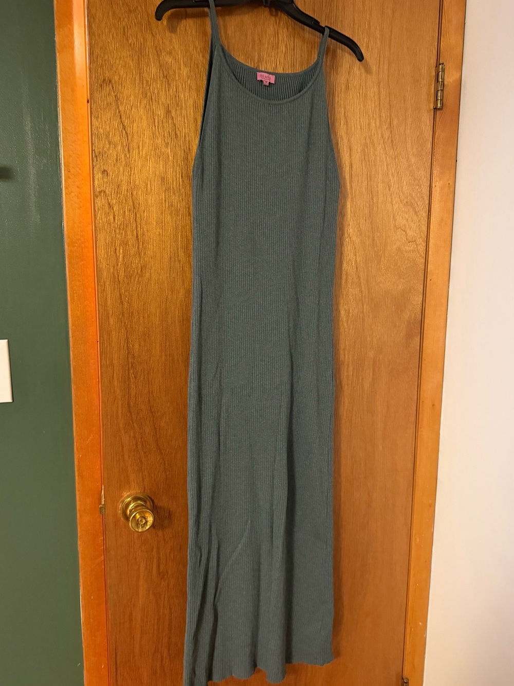 Francesca's Collections Ribbed Maxi Dress in Teal